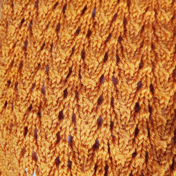Vintage Hand Knit Cardigan Swing Style Orange No Size Tags - Picture 8 of 8